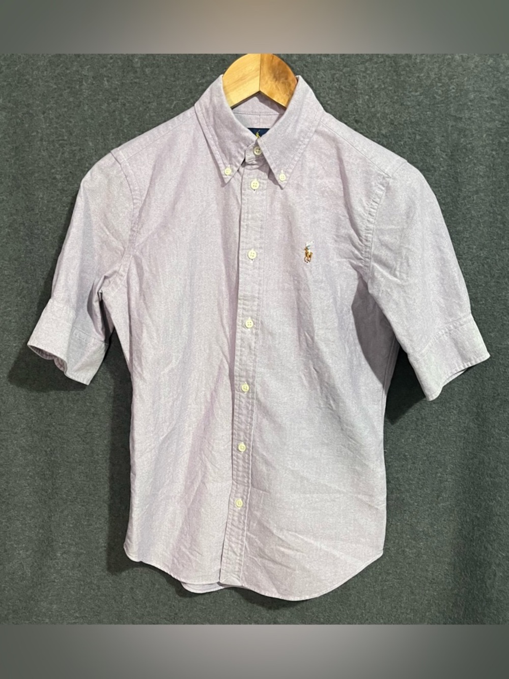 Ralph Lauren Light Lavender Short-Sleeve Button-Down Shirt XS B00114